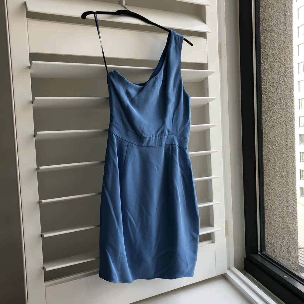 JCrew blue silk Nanine one shoulder dress - Picture 5 of 8